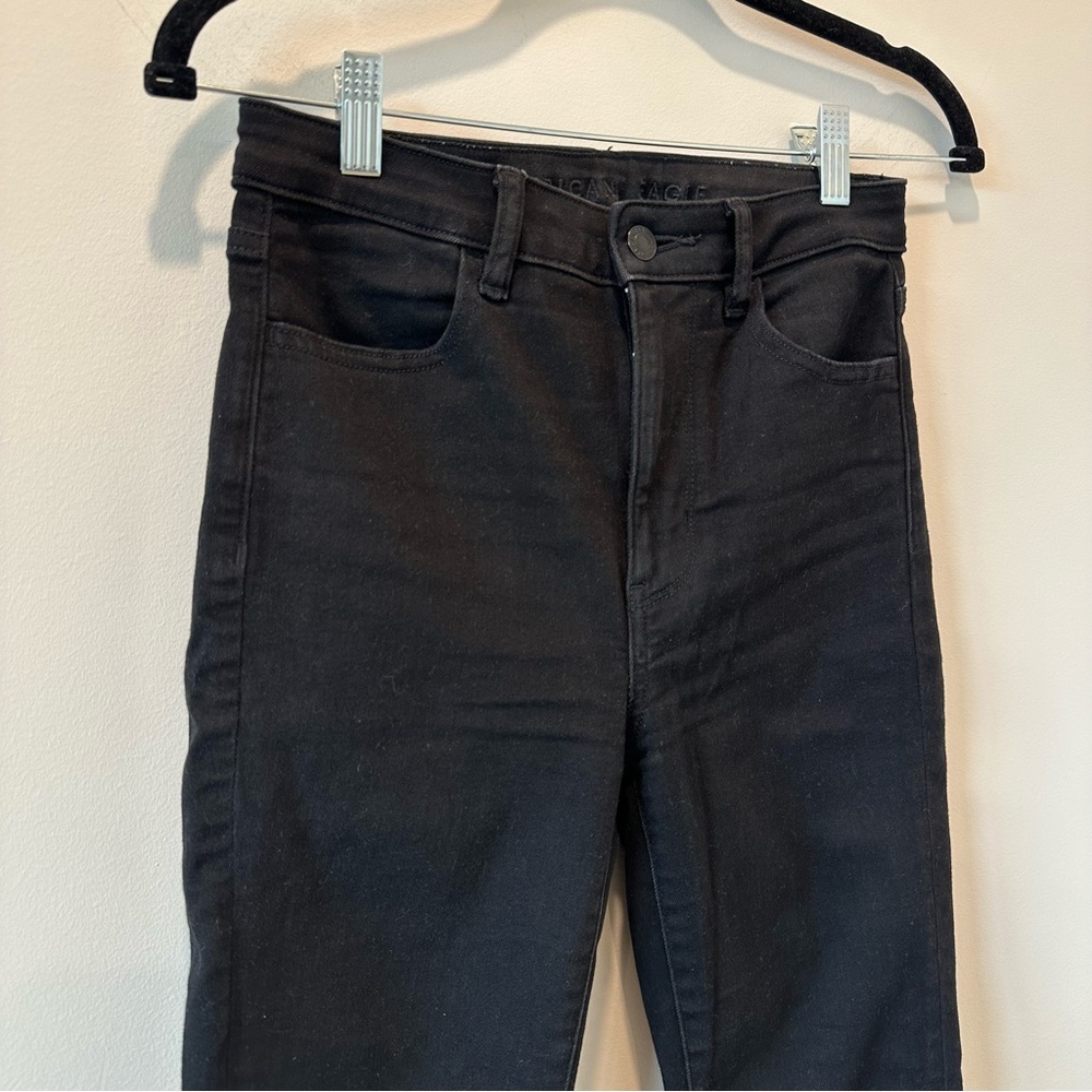 American Eagle AE Next Level Highest Waist Jegging Black Denim Jeans Dark Grunge - Picture 6 of 10